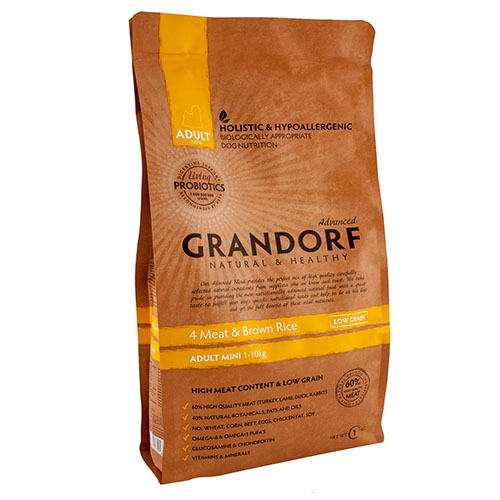 Grandorf 4 мяса Meat & Brown Rice Adult Mini Сухой корм для взрослых собак малых пород 4 мяса