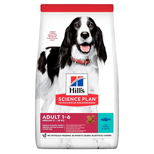 Hills SP Canine Adult Medium Breed корм с тунцом, курицей и рисом для средних пород 11-25 кг, от 1 до 6 лет