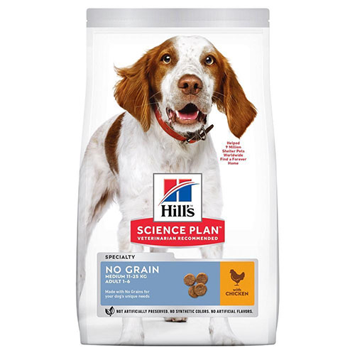 Hills Science Plan Adult No Grain Medium Сухой беззерновой корм для собак средних пород  с курицей