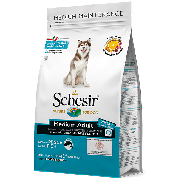 Schesir Dog Medium Adult Fish - Шезир рыба сухой монопротеиновый корм для собак средних пород