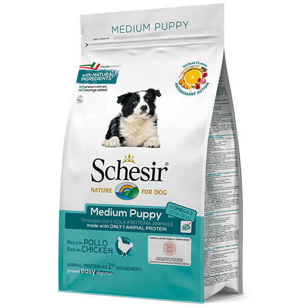 Schesir Dog Medium Puppy - Шезир курица сухой монопротеиновый корм для щенков средних пород