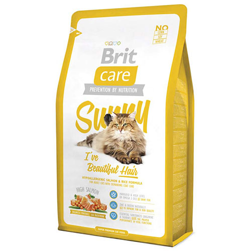 Brit Care Cat SUNNY Beautiful Hair - Сухий корм для кішок шерсть яких вимагає додаткового догляду, здоров'я шкіри і шерсті