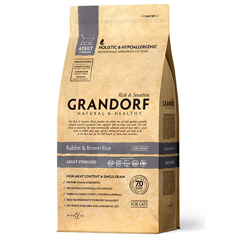 Grandorf (Грандорф) Rabbit & Brown Rice Rice ADULT STERILIZED - Корм с кроликом для стерилизованных пожилих или склонных к полноте кошек