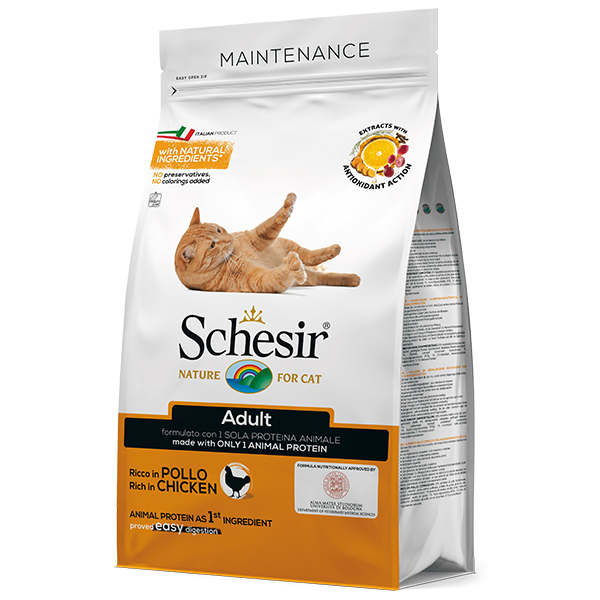 Schesir Cat Adult Chicken - Шезир курица сухой монопротеиновый корм для котов