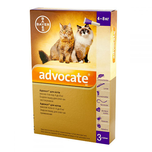 Advocate (Адвокат) капли для кошек весом от 4 кг до 8 кг