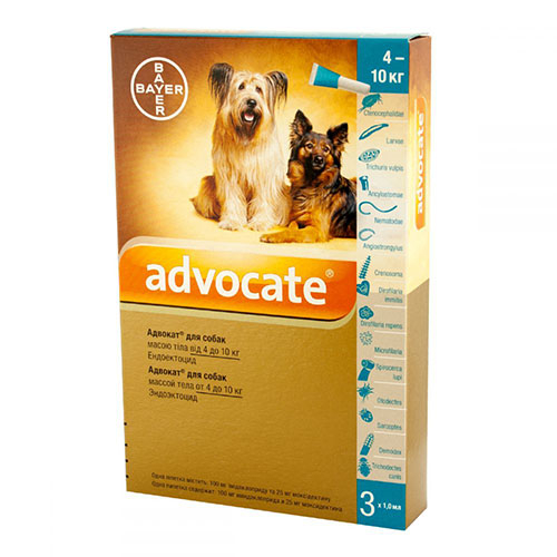 Advocate (Адвокат) капли для собак весом от 4 до 10 кг