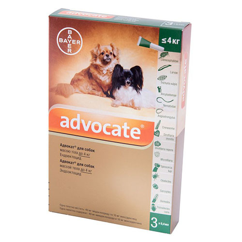 Advocate (Адвокат) капли для собак весом до 4 кг
