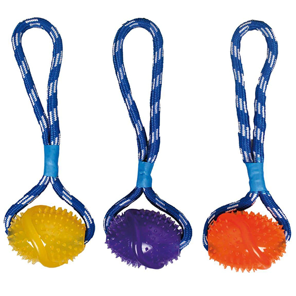 Flamingo Football Cotton Rope ФЛАМІНГО іграшка для собак, м'яч на мотузці з петлею для руки
