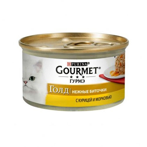 Gourmet Gold (Гурмет Голд) с курицей и морковью "Нежные биточки" консерва для кошек 85г