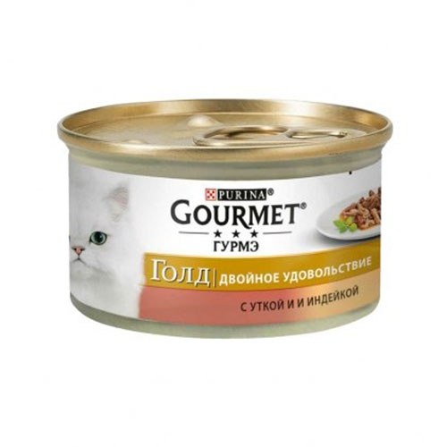Gourmet Gold (Гурмет Голд) с уткой и индюшатиной, кусочки в подливе консерва для кошек
