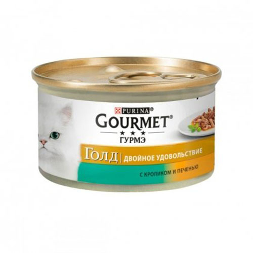 Gourmet Gold (Гурмет Голд) с кроликом и печенкой кусочки в подливе консерва для кошек