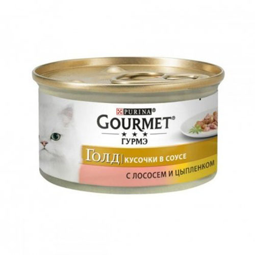 Gourmet Gold (Гурмет Голд) с лососем, курицей, кусочки в подливе консерва для кошек