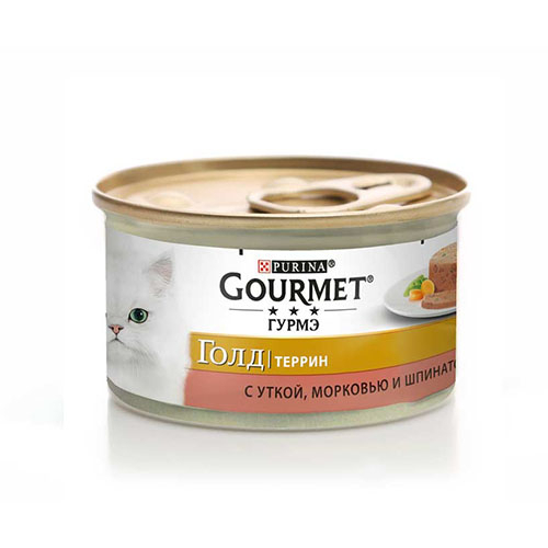 Gourmet Gold (Гурмет Голд) утка, морковь, шпинат, кусочки, консерва для кошек