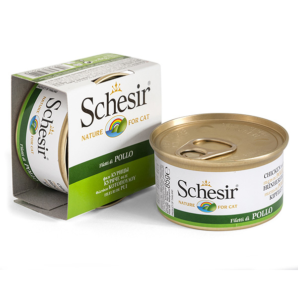Schesir Chicken ШЕЗІР КУРКА натуральні консерви для кішок, вологий корм філе курки в желе