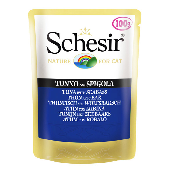 Schesir Tuna Seabass ШЕЗІР Тунець з окуня натуральні консерви для кішок тунець з окунем і рисом
