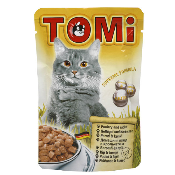 TOMi poultry rabbit ТОМИ ПТИЦА КРОЛИК консервы для кошек, влажный корм